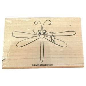 Stampin Up Vintage 2003 Large Dragonfly Fairy With Star Rubber Stamp